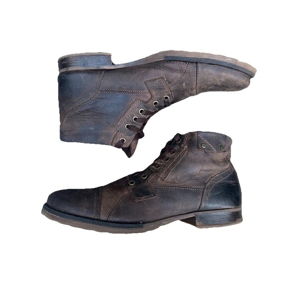 Bull Boxer Boots Men 12 Brosus Brown Leather Lace Up Ankle Cap Toe